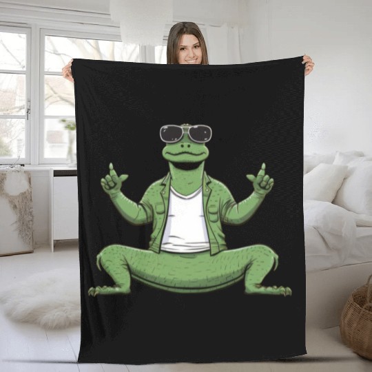 Yoga crocodile Fleece Blankets
