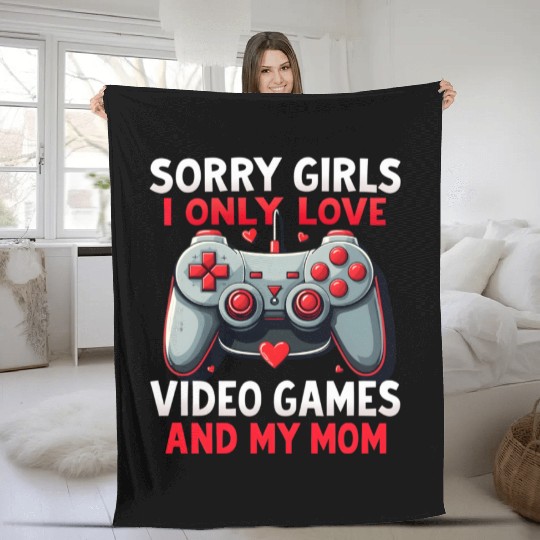 Valentines Day Boys kids Mom Son Video Games Gamer Fleece Blankets