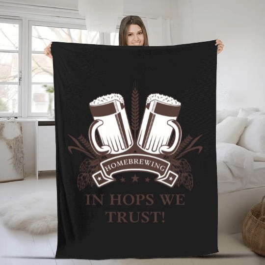 In Hops We Trust Brown Fleece Blankets