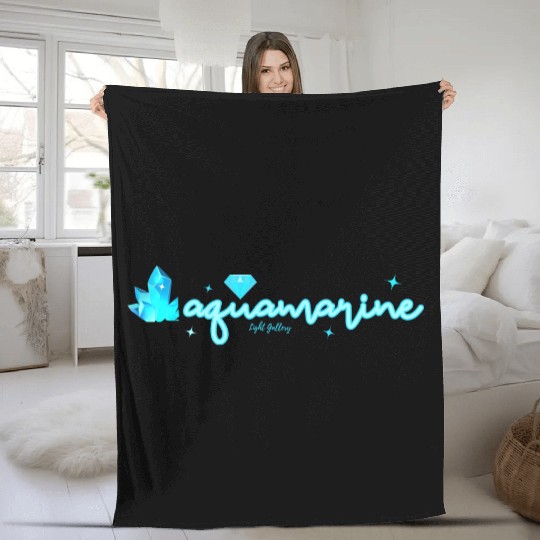 Aquamarine gemstone jewel Fleece Blankets