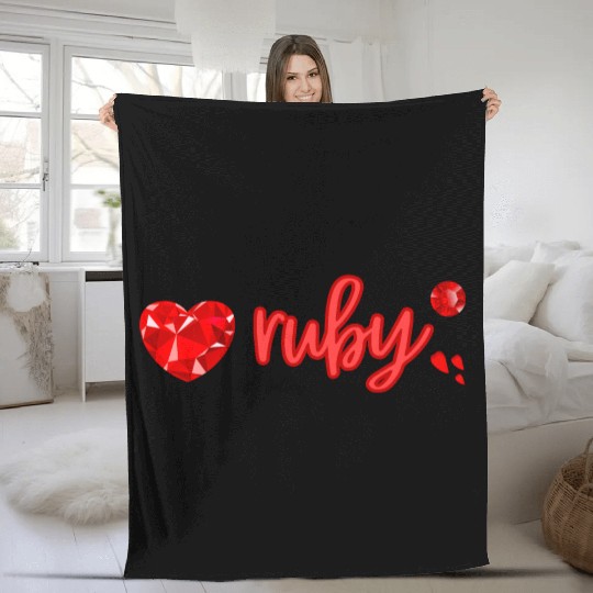 Ruby gemstone jewel Fleece Blankets