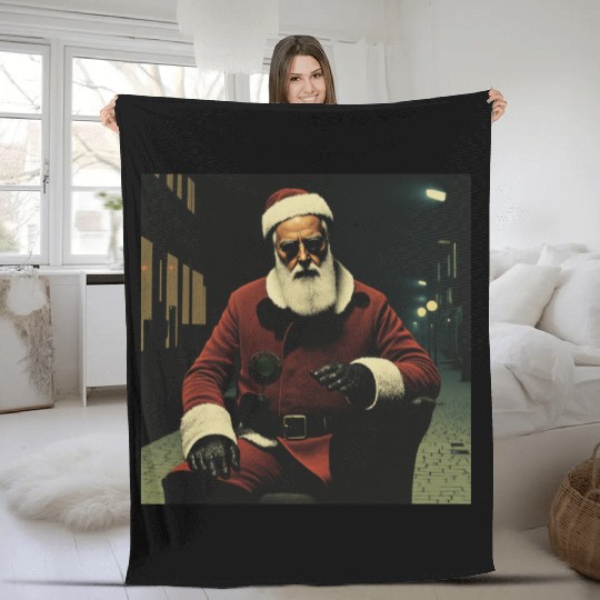 Santa Goes Cyberpunk Fleece Blankets