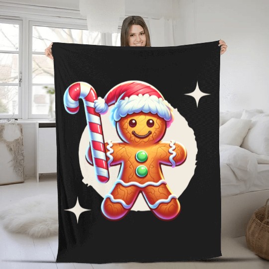 Gingerbread Man Christmas Cheer Fleece Blankets