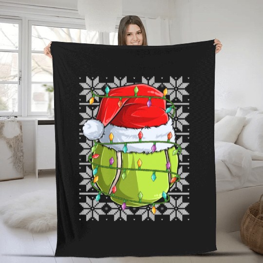 Tennis Christmas Lights Fleece Blankets