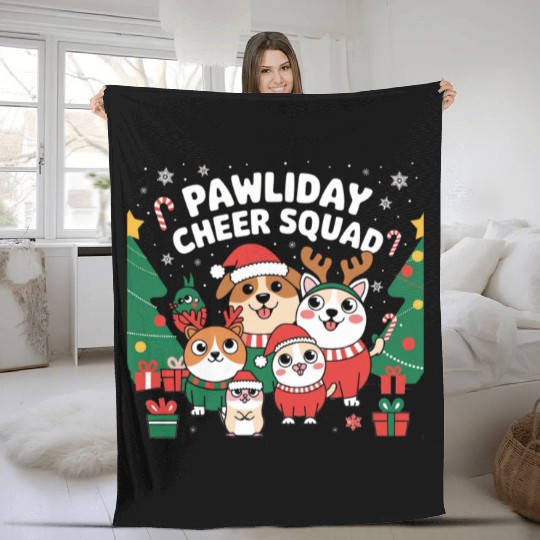Pawliday Cheer Squad - Festive Pet Lover Christmas Fleece Blankets