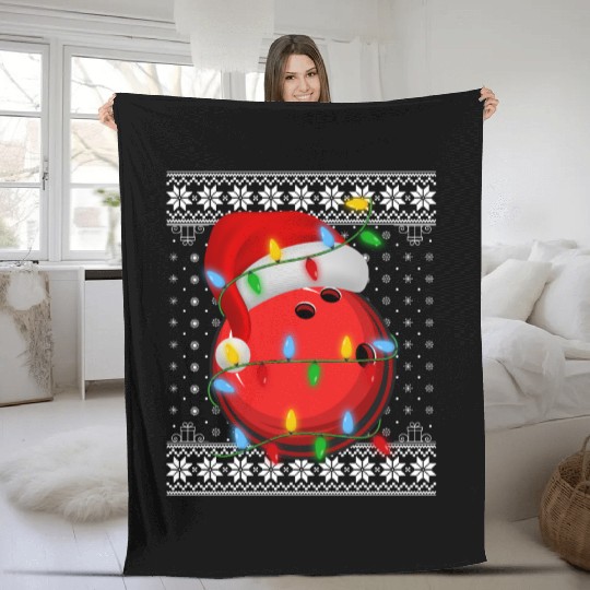 Bowling Ball Christmas Fleece Blankets