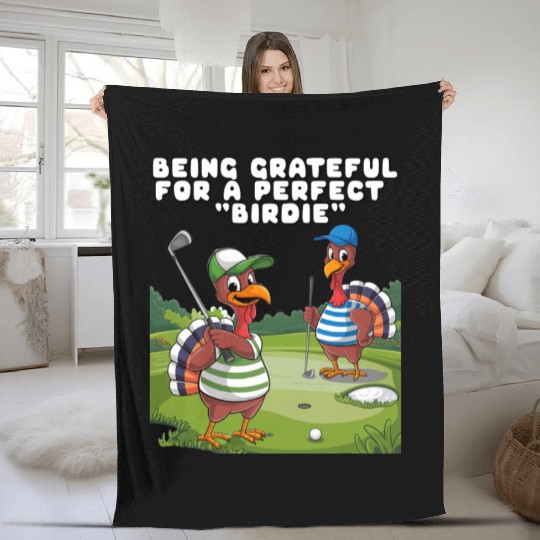 Being Grateful For A Perfect "Birdie". Fleece Blankets