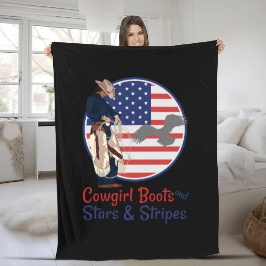 Cowgirl Boots and Stars & Stripes Fleece Blankets