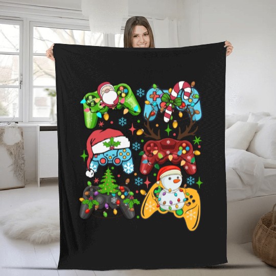 Christmas gaming Fleece Blankets