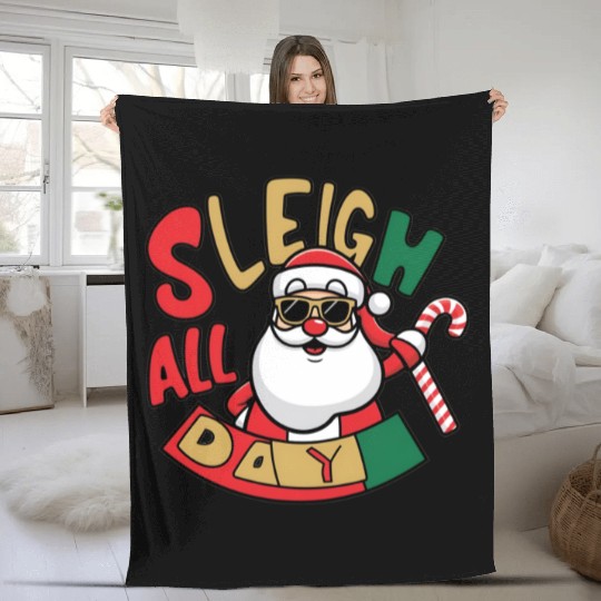 Sleigh All Day Christmas Design Fleece Blankets