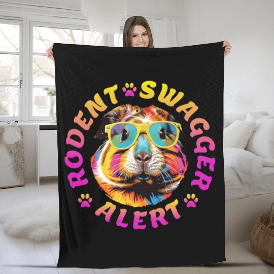 RODENT SWAGGER ALERT - FUNNY GUINEA PIG LOVER GIFT Fleece Blankets