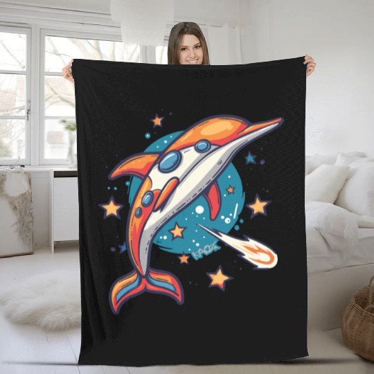 Super Funky Funk Dolphin Fleece Blankets