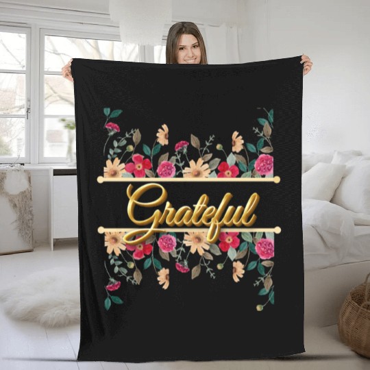 Grateful Floral, Thanksgiving Female Design Fleece Blankets