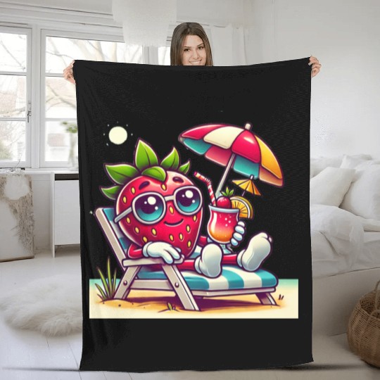 Strawberry Sun Fleece Blankets