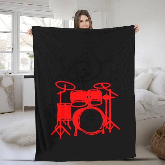 red drum set drummer Fleece Blankets