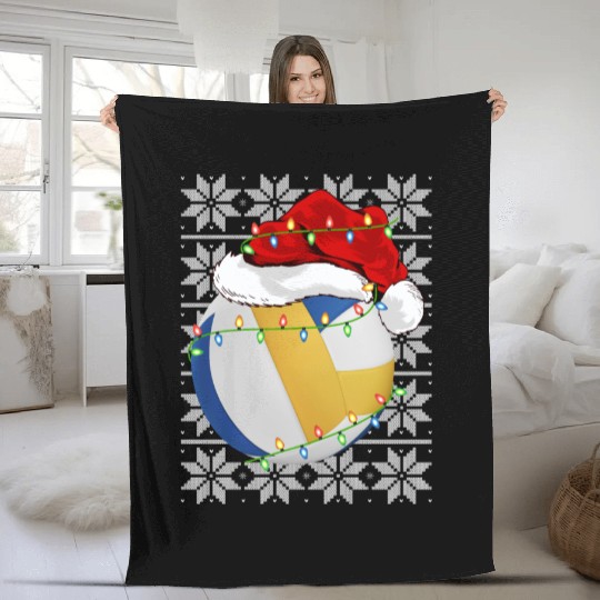 Volleyball Santa Fleece Blankets