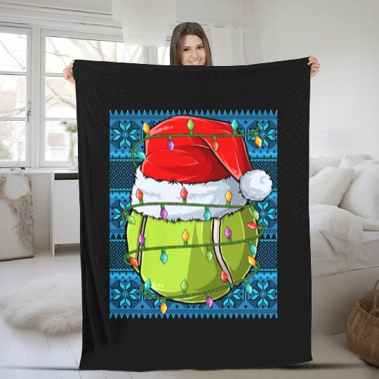 Tennis Christmas Lights Fleece Blankets