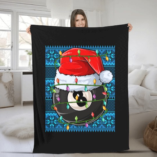 Billiard 8 Ball Christmas Lights Fleece Blankets