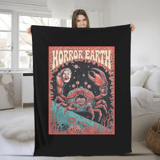 Space Monster Attack Fleece Blankets