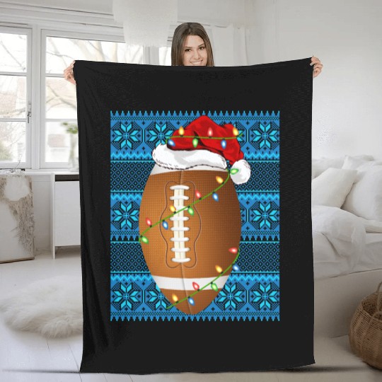 Rugby Christmas Lights Fleece Blankets