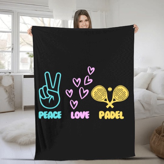 Padel Tennis peace love padel design Fleece Blankets