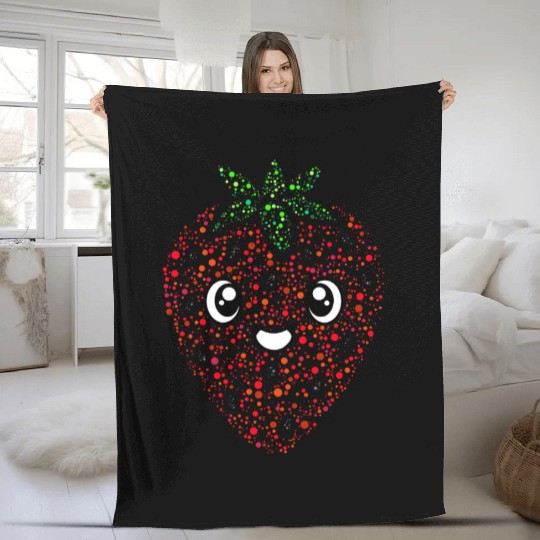 Strawberry From Happy Bubbles And Circles Fleece Blankets