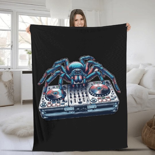 DJ Spider On The Controller-creative Design Fleece Blankets