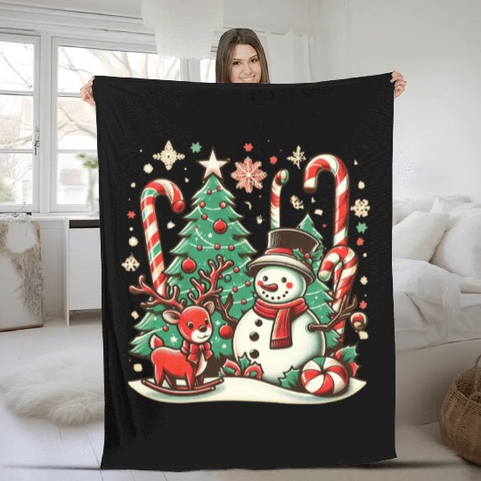 Vintage Christmas Cheer Fleece Blankets