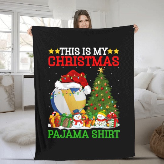 Volleyball Christmas Tree Lights Fleece Blankets