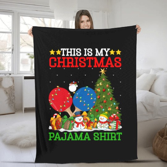 Table Tennis Christmas Tree Lights Fleece Blankets
