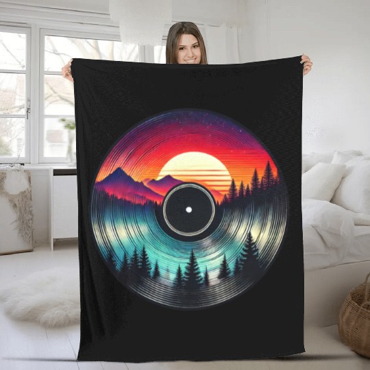 Sunset Vinyl Nature Inspired Retro Fleece Blankets