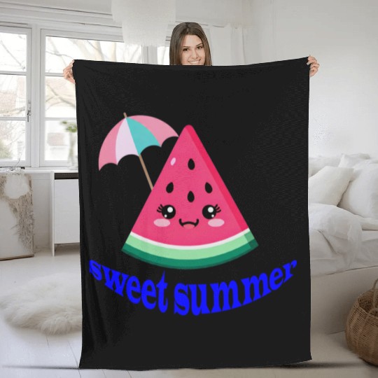 Playful Watermelon Summer Design Fleece Blankets