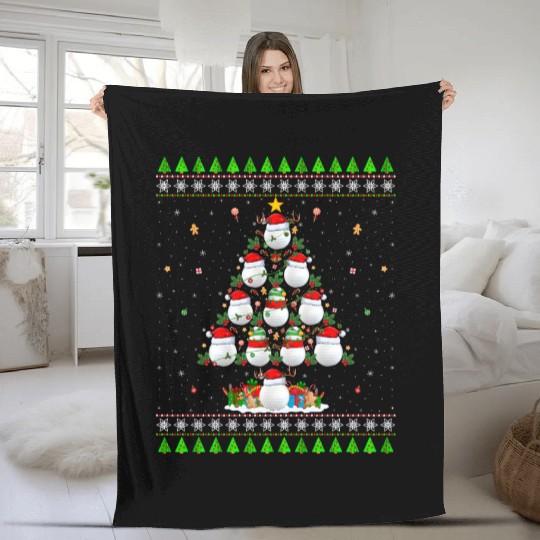 Golf Christmas Tree Fleece Blankets