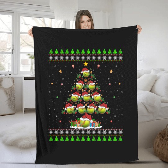 Softball Christmas Tree Fleece Blankets