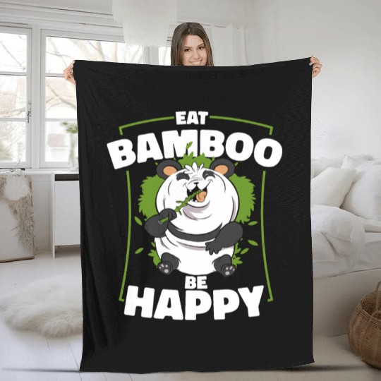 Eat Bamboo Be Happy Panda Bear Friend Lover Giant Fleece Blankets