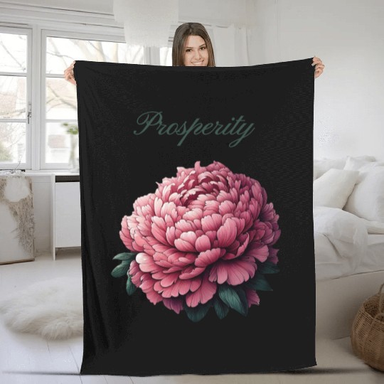 Peony of Prosperity: A Symbol of Wealth Fleece Blankets
