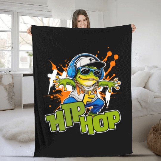 Hip Hop Frog Froggy Fleece Blankets