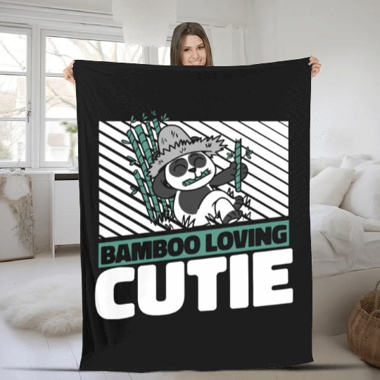 Bamboo Loving Cutie Panda Bear Friend Giant Panda Fleece Blankets