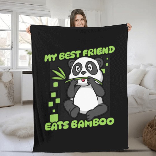 My Best Friend Eats Bamboo Panda Bear Friend Fleece Blankets