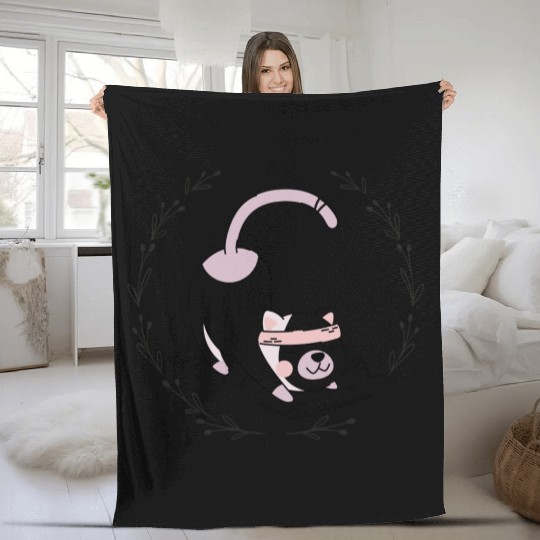 Cat Yoga Fleece Blankets