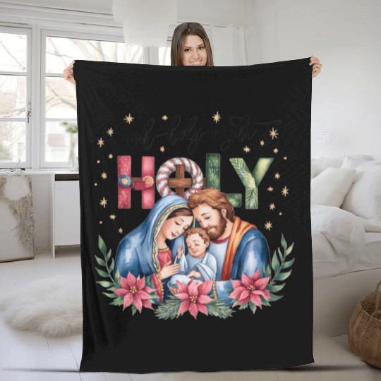 Holy Christmas, Merry Christmas Fleece Blankets