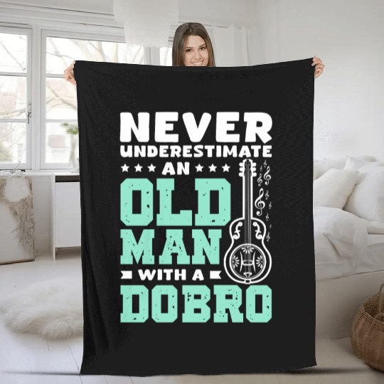 Never underestimate an old man with a Dobro Fleece Blankets