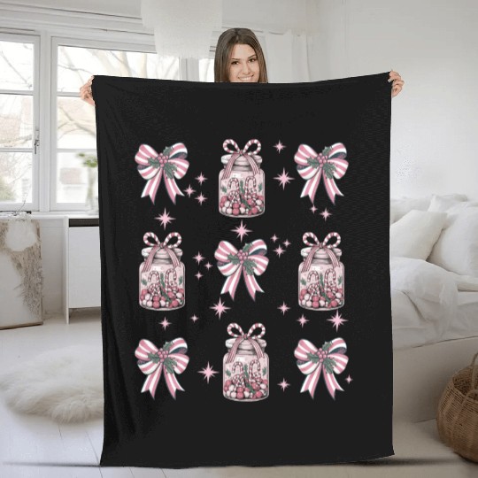 Christmas Coquette Bow, Merry Christmas Fleece Blankets