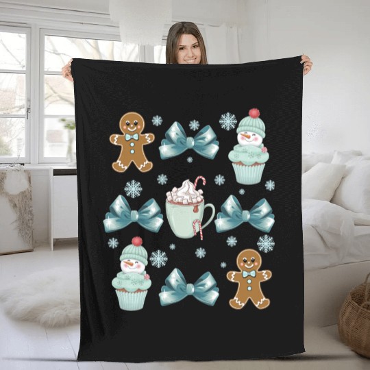 Merry Christmas, Christmas Coquette Bow Fleece Blankets
