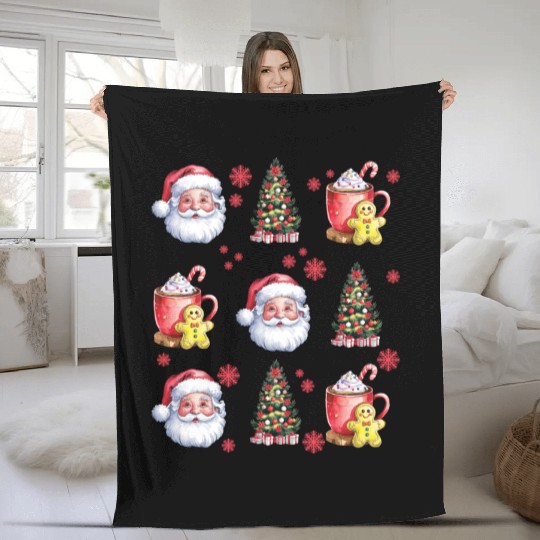 Santa Christmas, Christmas Retro Fleece Blankets