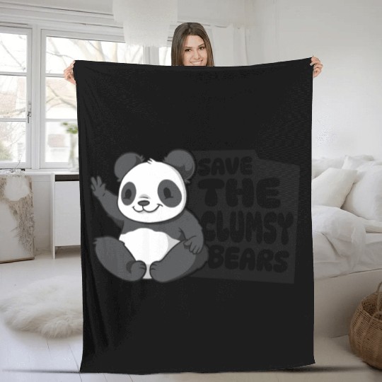 Save The Clumsy Bears Panda Bear Friend Lover Fleece Blankets