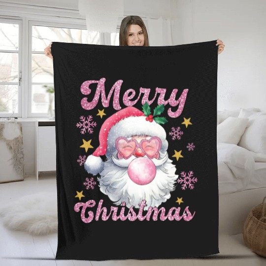 Merry Christmas, Christmas Vingtage, Preppy Santa Fleece Blankets