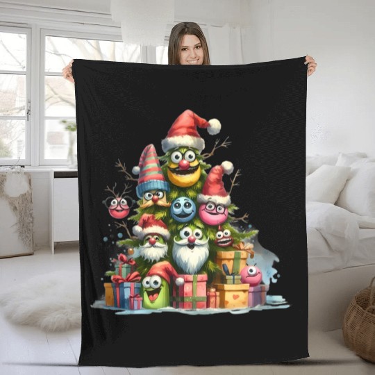 Tree Christmas, Merry Christmas, Retro, Vintage Fleece Blankets