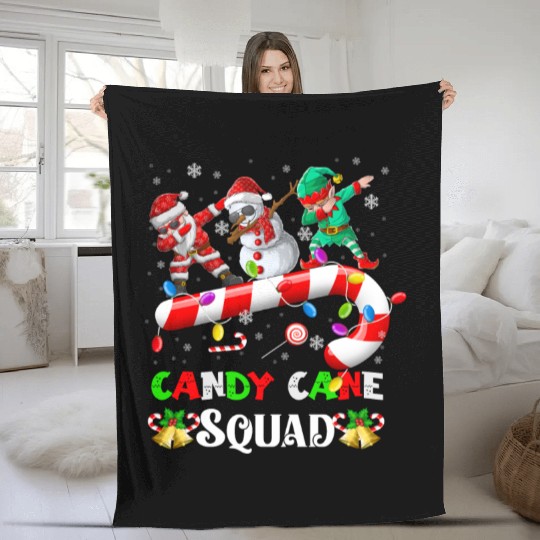 Dabbing Santa Elf Snowman Candy Cane Christmas Fleece Blankets