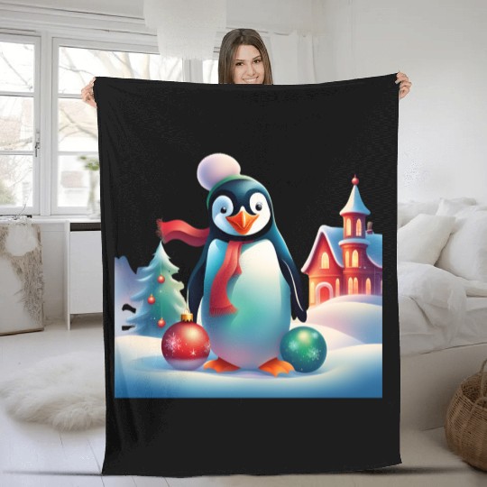 Christmas Merry Christmas For Gift Penguin Snowman Fleece Blankets